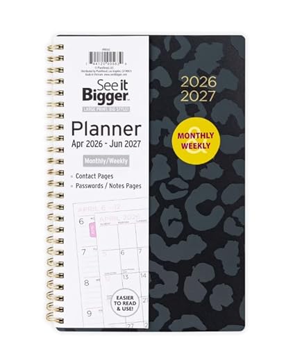 PlanAhead See It Bigger Dated April 2026 through June 2027. Academic Monthly/Weekly Planner,8.75" x 5.5" x 0.5'' / Medium Size, and 6-in-1 Multicolor Ballpoint Colorful Ink Penfrom TheBeliver LLC.