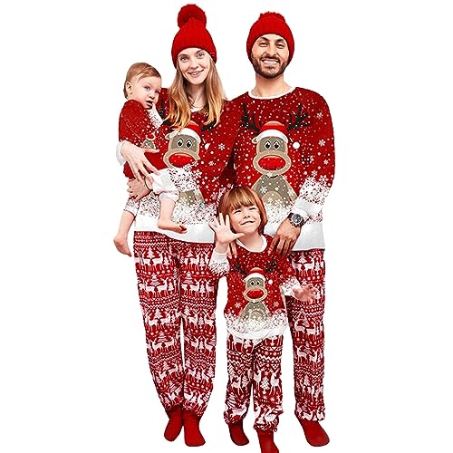 Pijama Navidad Familia, Conjunto de Pijamas Navideños Juego Para Familia, Camiseta de Manga Larga, Pantalones Largos, Conjunto de Pijamas Navideños Para Papá, Mamá, Niños, Bebés, Perros, Gatos