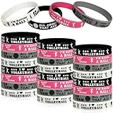 ParsNuntio Volleyball Bracelet, 24 Packs Silicone Wristbands for Sport Themed Party Favors, One Size Fits Most