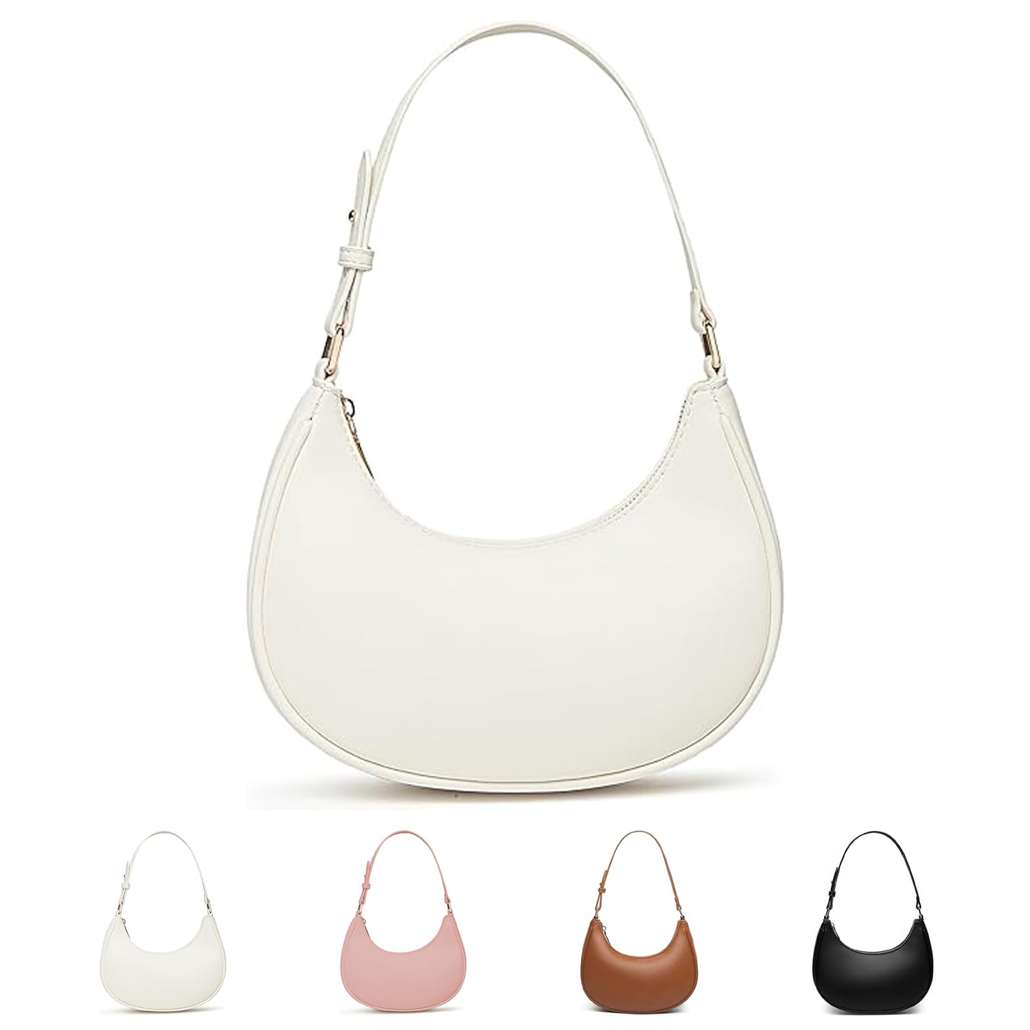 Bolso De Mano Para Mujer,Bolso De Hombro Vintage De Piel Sintética Con Correa De Hombro Ajustable Con Cremallera,Adecuado Para Fiestas,Trabajo,Viajes - Lechoso