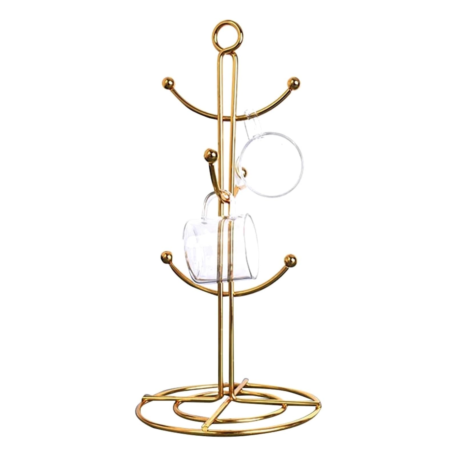 Yonmledo One Color Mug Stand Countertop Mug Tree, 6 Hook Coffee Cup Dryer Kitchen Coffee Mug Tree Countertop Tea Cups Holder Stand,Gold