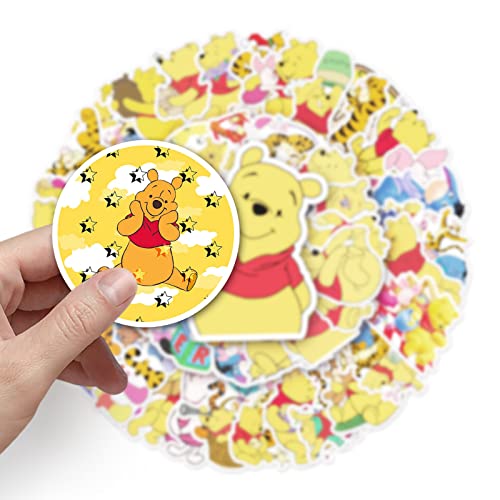 Bric dodo 50 Stück Winnie Puuh Aufkleber Auto Laptop Telefon Gitarre Skateboard Motorrad Fahrrad Winnie The Pooh Stickers Set Vinyl Wasserdicht Aesthetic Aufkleber für Jugendliche Kinder Erwachsene