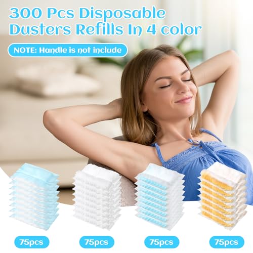 Image of Mimorou 300 Pcs Disposable Dusters Refills Bulk Heavy Duty 180 Multi Surface Replacement Dusters for Cleaning Ceiling Fan with Microfibers Unscented (Light Colors)