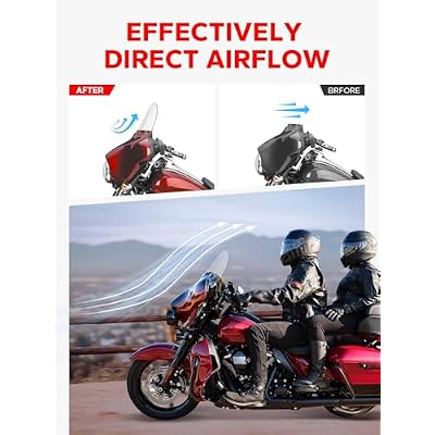 Amazicha 10 Clear Windshield Round Windscreen Wind Splitter Wind Deflector Compatible with Harley Davidson Touring Electra Glide Ultra Classic Street Glide Ultra limited Tri Glide 2014-2023