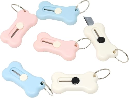 Honbay 6 cuchillos creativos y lindos de hueso, cuchillo de arte portátil, cuchillo de arte retráctil, abridor de cartas, abridor de cartón,