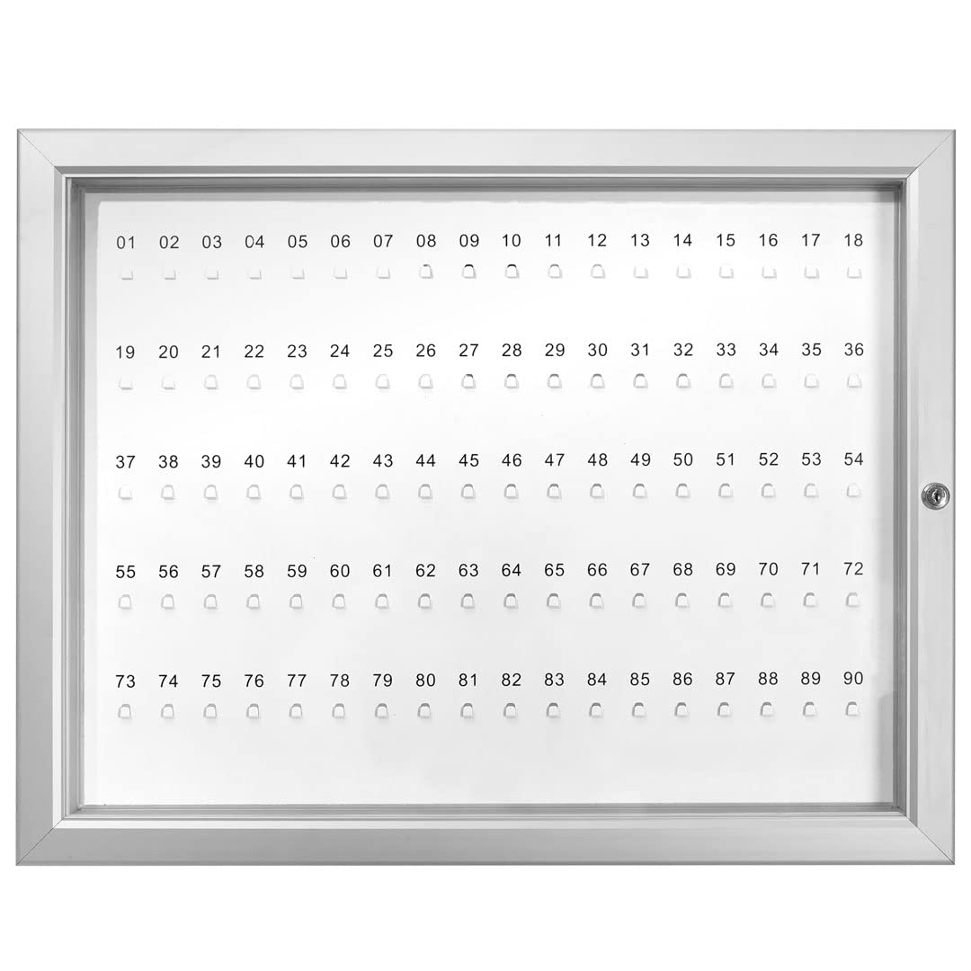 Danieli - Bacheca Portachiavi da Parete in Acciaio Laccato con Ganci Chiavi Numerati da 45, 90, 120, 150, 180 posti. Cornice in Alluminio, Anta a Libro, Chiavi Incluse (90 posti)