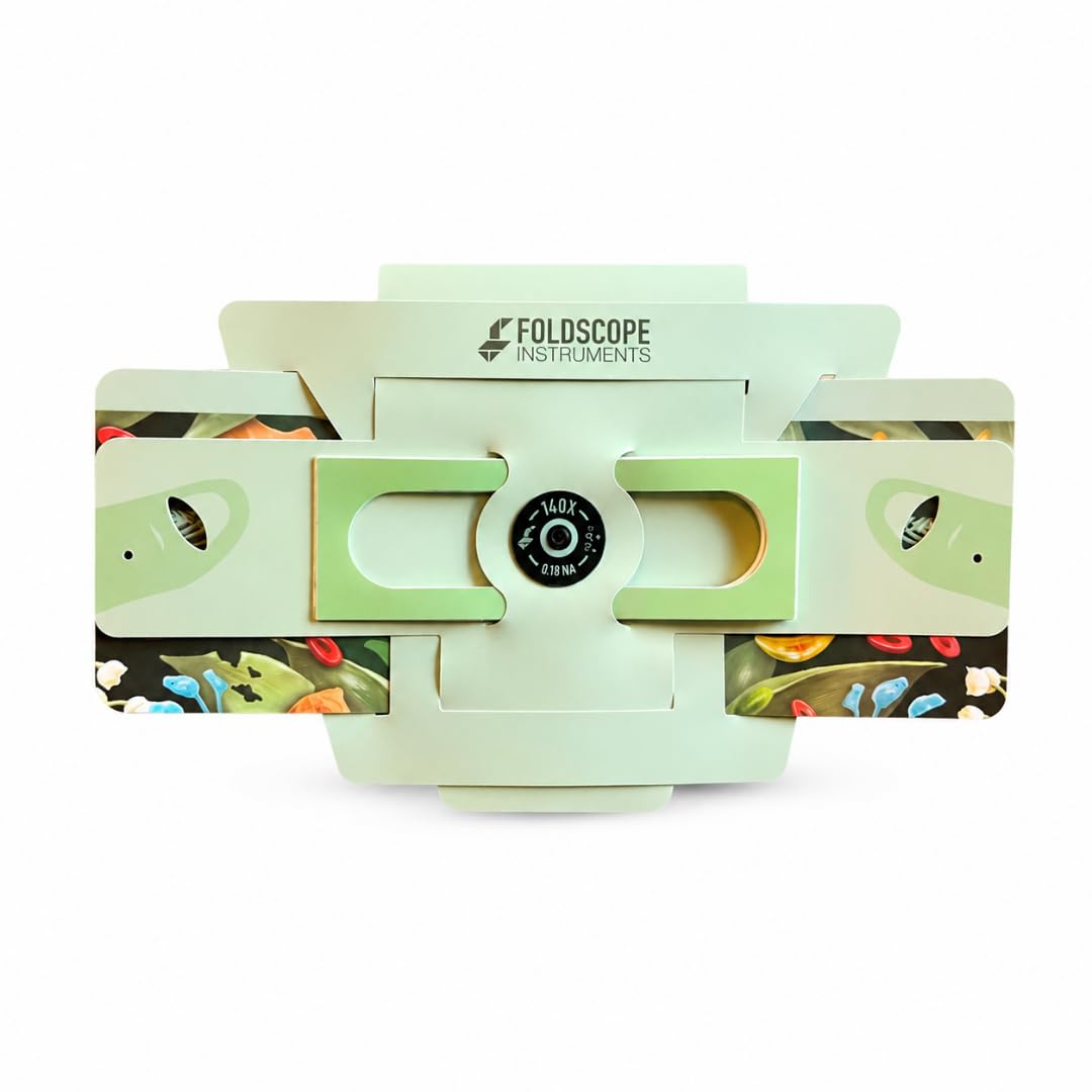 foldscope 2.0 assembly kit | diy portable paper microscope | 140x lens magnification |compatible with smartphone