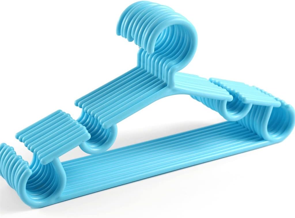 10Pcs/Set Portable Children Clothes Hangers Hook Household for Kids Clothing Organizer 27x14cm(Blue)