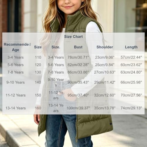 Puffer Vest Girls Zip Up Quilted Lightweight Puffy Coats for 3-14 Years - image 4