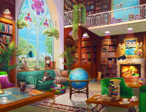 Springbok Quebra-Cabeça De 500 Peças Da The Library Para Adultos - Cozy Booklovers, Corte ... Springbok Quebra-Cabeça De 500 Peças Da The Library Para Adultos - Cozy Booklovers, Corte ...