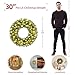 Yaheetech 30in Large Artificial Christmas Wreath, Pre-lit Holiday Accent Decoration with Red Bow, 110 LED Lights & 300 PVC Tips, Metal Structure for Door Wall & Mantel