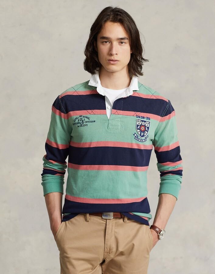 POLO RALPH LAUREN Men's Classic Fit Striped Jersey Rugby Shirt2