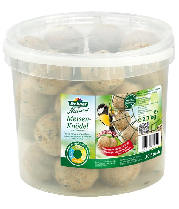 Dehner Natura Wildvogelfutter, Meisenknödel, ohne Netz, 30 Stück je 90 Gramm (2.7 kg)