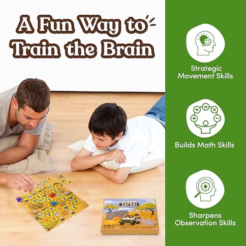 Image of Let's Go Safari Board Game | for Boys, Girls Aged 6 Years & More | Strategy Games | Fun Games for Families | Travel Friendly | Kids Educational Toys | Gift for Children | Pack of 1