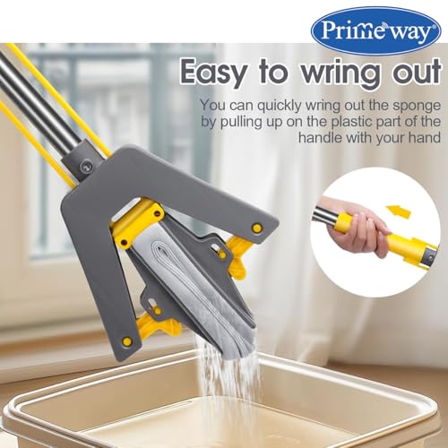 Image of Primeway PVA Butterfly Mop Replacement Refill | 28cm Extremely Absorbent High Density Pad | Easy to Change Without Tools | Pack of 2 Pcs | Grey