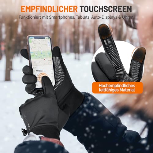 AOPREL Handschuhe Herren Damen - Winddicht & Touchscreen Laufhandschuhe mit Warme Winddichte,Fahrradhandschuhe mit Anti-Rutsch, Sporthandschuhe für Fahrradfahren, Wandern, Laufen & Autofahren