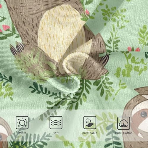 Wusikd Cute Sloths Boys' Underwear Cotton Flowers Green Boys Briefs Soft Toddler Underwear 2T3