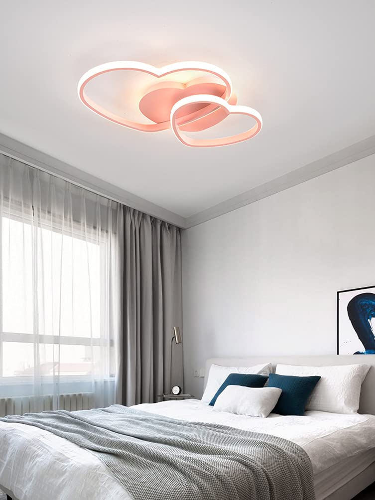 Lampy sufitowe do sypialni Lampa sufitowa Led Nowoczesna i prosta akrylowa lampa pokojowa w kształcie serca 48W, sypialnia z pilotem Bezstopniowe przyciemnianie