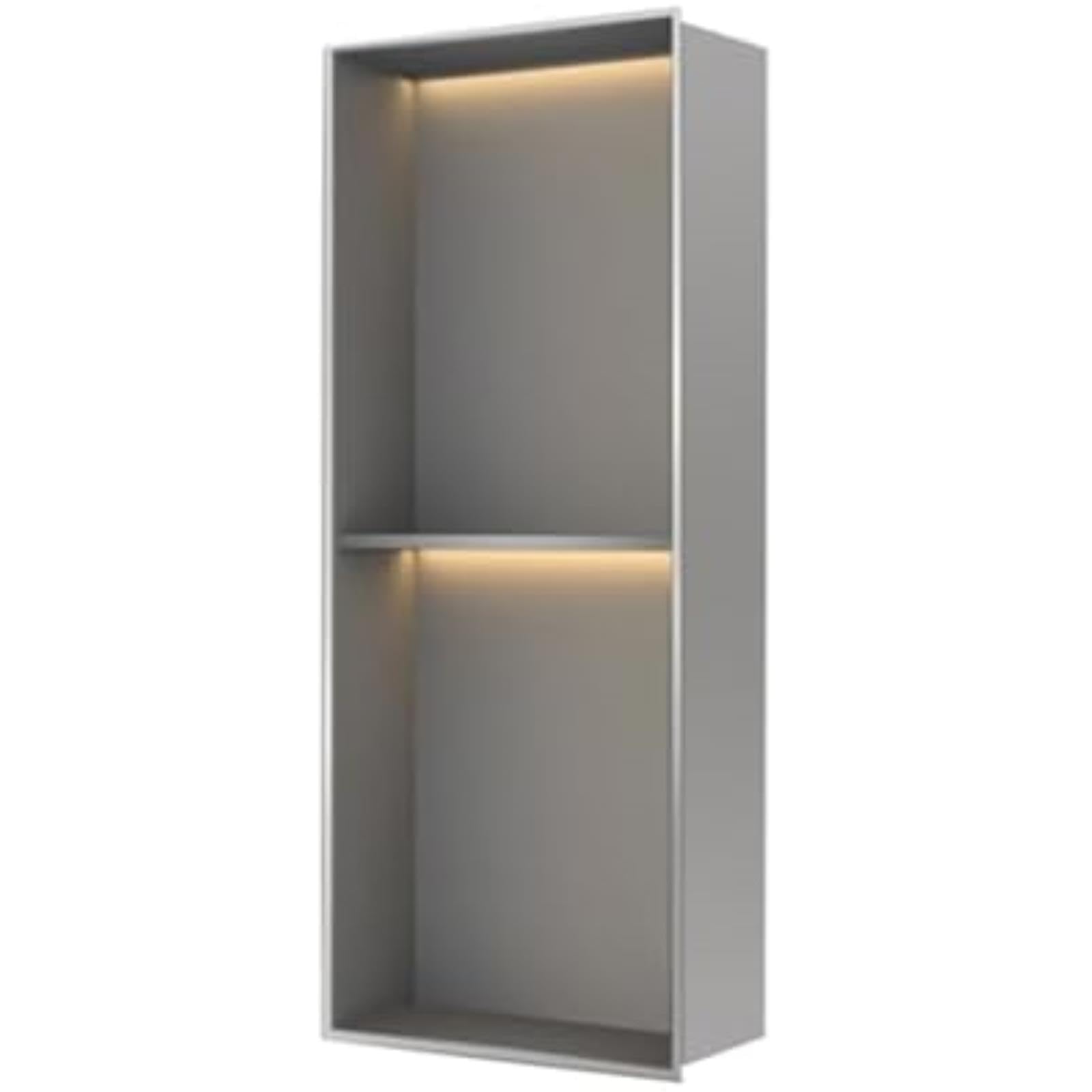 LIYRGWN Shower Caddy LED Stainless Steel with TopMount Recessed Shelf for Bathroom Wall Organizer 70x28x12 5cm Grey Modern