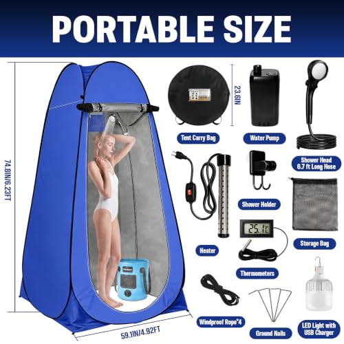 Motivekit™ Portable Camping Shower Tent Kit with LED Lights by Motivekit - Image 2