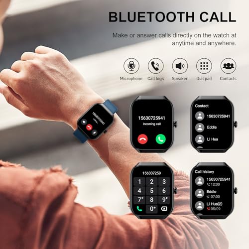 Image of Smart Watch for Men Women (Answer /Make Call), 1.96 inchHD Smartwatch with Heart Rate /Sleep Monitor /Pedometer /Calories, 113+ Sports Fitness Watch, IP68 Waterproof Activity Tracker for Android iOS-Blue