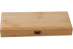 WANLIAN Bamboo Wooden Box - Natural Wooden Box with Hinged Lid and Buckle