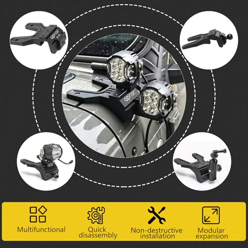 Image of Quick Release Dual A-Pillar Light Mounts for Jeep Wrangler JL /JLU & Gladiator JT 2018-2025 - Non-Destructive Installation, Modular Brackets for Offroad LED Pod Lights & Ditch Lights (Not for 4xe)