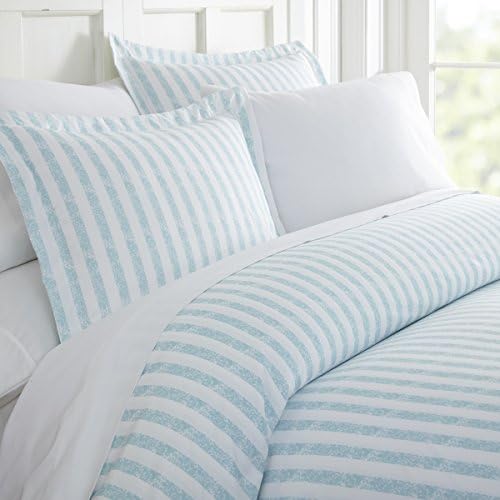 DDI 2275417 Soft Essentials? Premium Ultra Soft 3 Piece Puffed Rugged Stripes Duvet Cover Set – Queen – Light Blue Case of 12