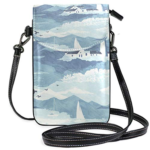 Preisvergleich Produktbild Handy Geldbörse Crossbody Leuchtturm Blau Kleine Umhängetasche Handy Geldbörse Geldbörse für Frauen Mädchen