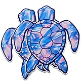 Bigtime Signs 2 - Pack of Sea Turtle Decal Stickers | Blue Tie Dye Swirl | Contour Cut Car Adhesive Decal | Sticker 2 Pack