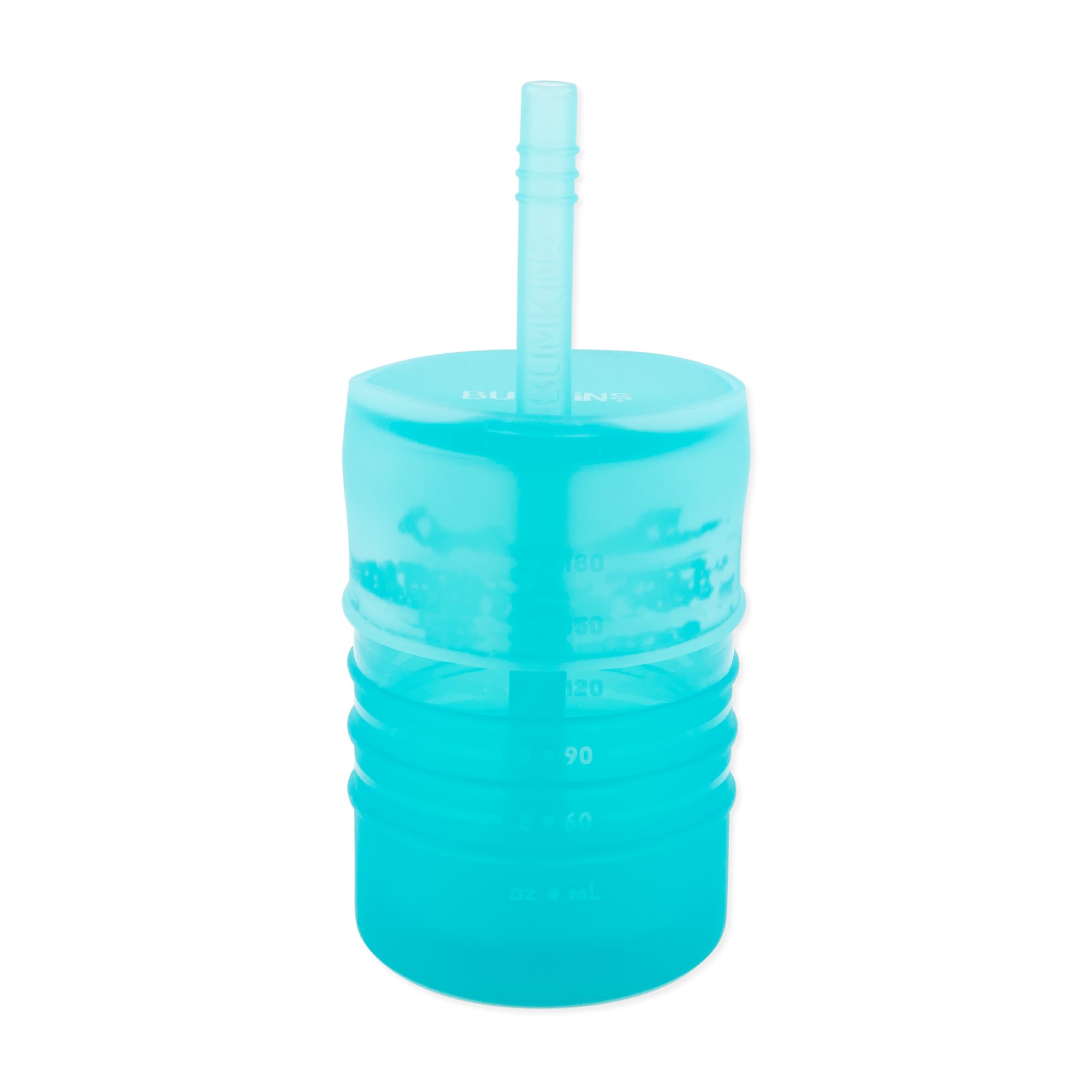 Bumkins Blue Silicone Training Cup, Straw And Lid, Baby, Toddler, Holds 7Oz, Ages 12 Months+ (Blue)