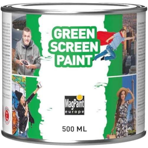 Greenscreen Paint - Premium Water Based Paint - Matt Finish - Create the Perfect Backdrop for Filmmaking - For Chroma Key Video Production - 5m² Coverage - 0.5L