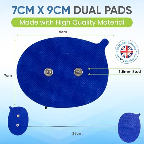 Med-Fit Spezial-TENS-Selbstklebeelektrode, kabellos – vielseitige, langlebige und problemlose Schmerzlinderung für mehrere Körperbereiche (blau, Spezial-Doppelelektrode, 3er-Pack)