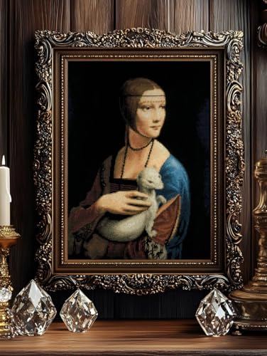Image of RIOLIS - Lady with an Ermine After L. da Vinci 2222, Cross Stitch Kits 11 inchx15, Cross Stitch Kits for Adults, Counted Stitch Kits, Embroidery Kit for Beginners & Advanced, Crossstitching Kits