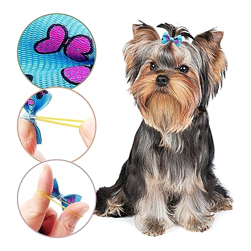 SULIUDAJI 20 Stück Hunde Haarschmuck Hundehaar-Schleifen mit Gummiband Haustiere Hundehaare Bögen Zubehör für Lange Haare Haustier Hunde Katze Welpen, Zufällige Farbe