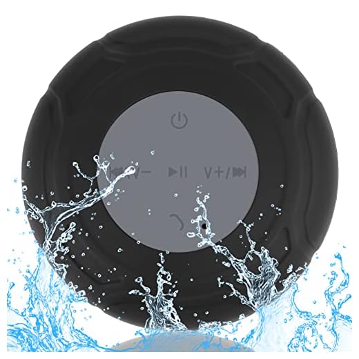 LUKADER Mini Bluetooth Shower Speaker Waterproof Cute Portable Wireless Water-Resistant Speaker Suction Cup,Handsfree Speakerphone with Built-in Mic for Bathroom Kitchen Kids Gifts - Black