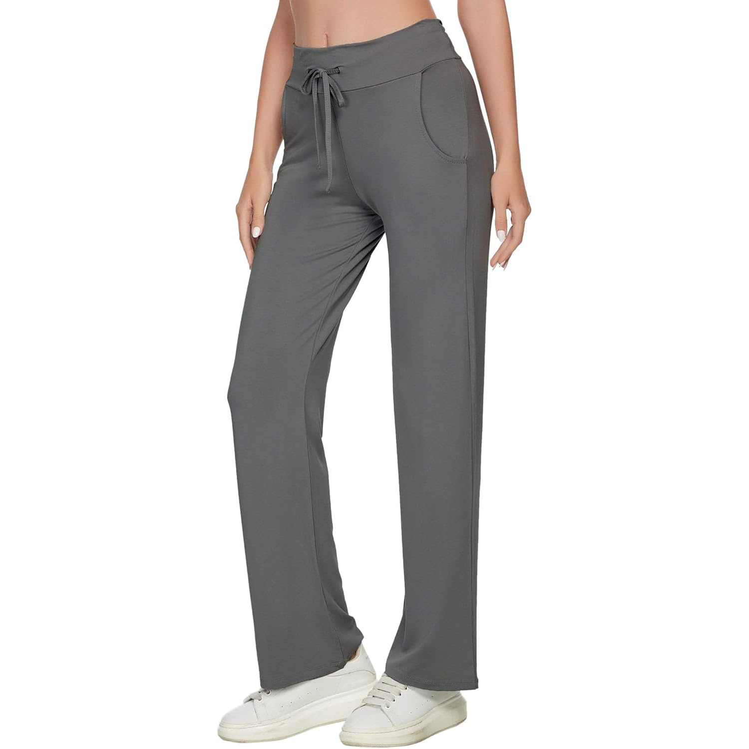 TownCat Pantalon De Yoga pour Femmes avec Poches Cordon De Tirage Pantalons De Jogging Taille Haute Sport Fitness Loisirs Pants Doux Et Confortable