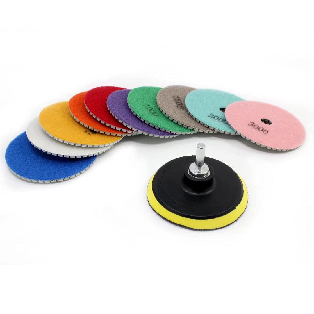Aussel Diamond Polishing Pad Wet Pulido Rueda Set para Granito Hormigón Stone Ceramic 11 Piezas (4inch)