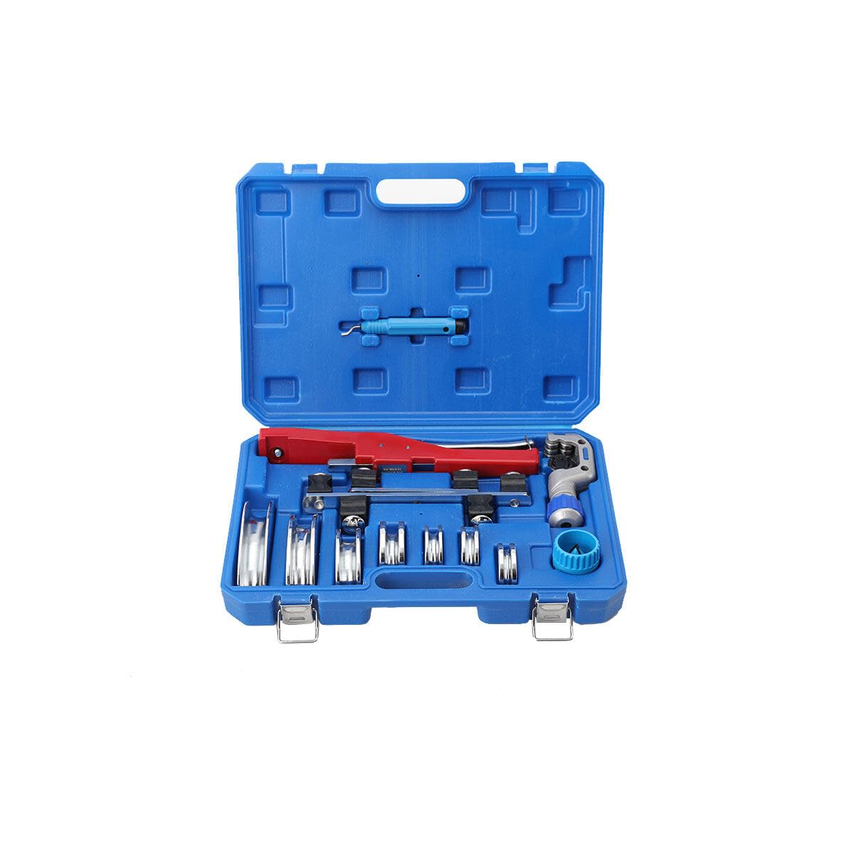 Curvatubi Manuale Ø 6-22 mm, Piegatubi Manuale Curvatubi Multistrato con Gamma di Curvatura 0-90°, Pinza Piegatrice per Tubi a Mano con 7 Stampi Pesanti per Tubi in Ottone, Rame, Alluminio