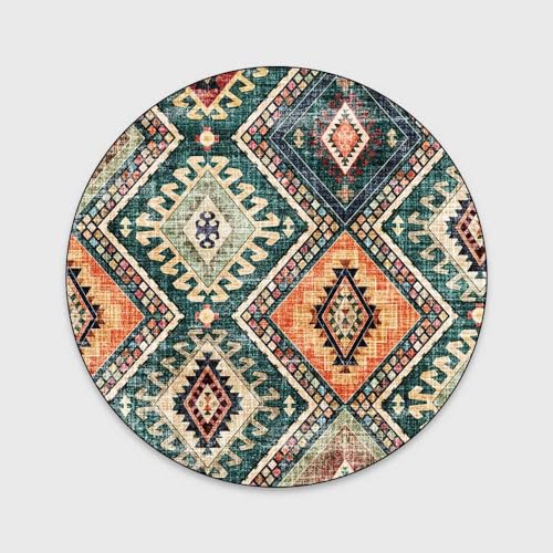 Tapis rond rétro géométrique pour une chambre chaleureuse - 3