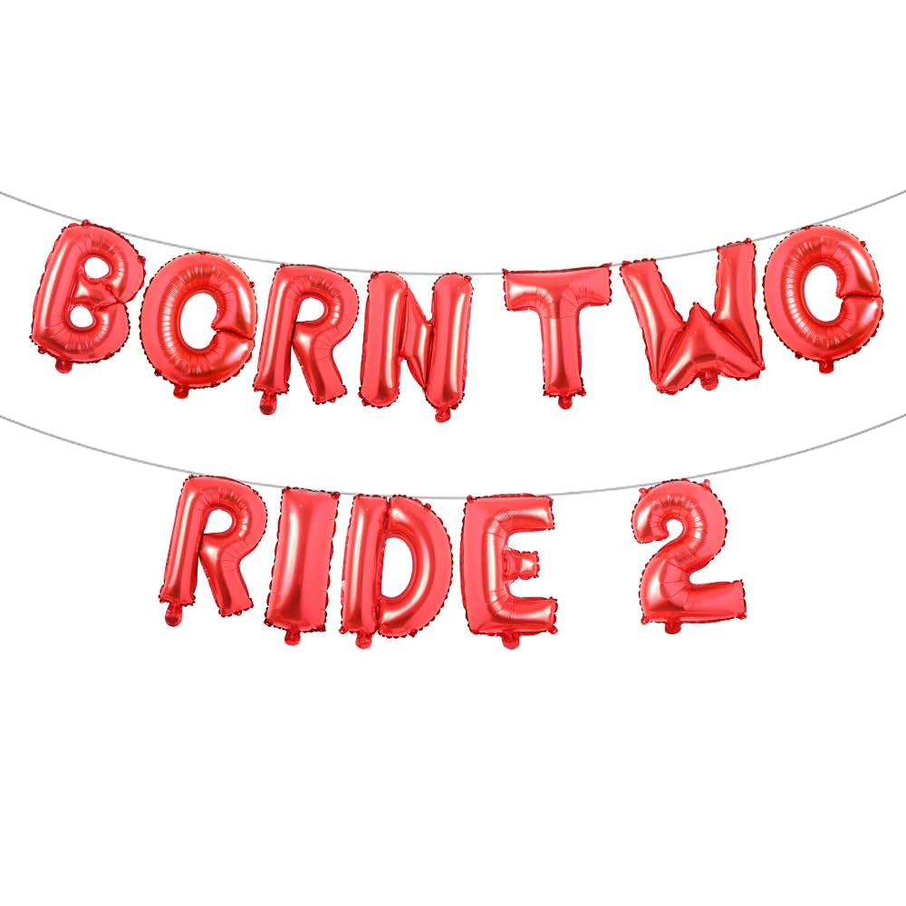 Motorcycle 2nd Birthday Party Decorations for Boys, Motorcycle Born Two Ride Balloon Banner Garland Arch Kit for Racing Theme 2 Years Old Kid Birthday Supplies (BORN TWO RIDE 2 Red)