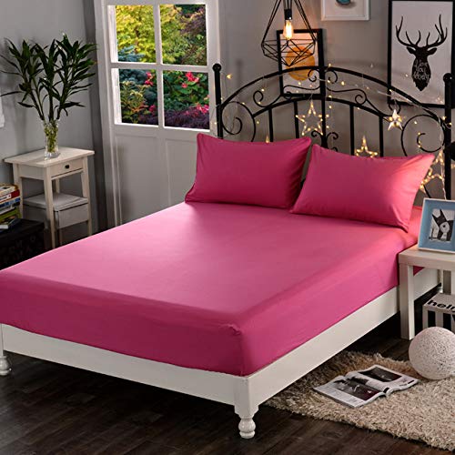 LOOMS & LEAVES 100% SOFT BRUSHED COTTON THERMAL FLANNELETTE FITTED SHEETS, PILLOW CASE SET IN (pink, super king)