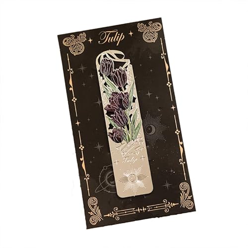 Metal Silver Hollow Bookmark Stainless Steel Bookmarks for Women Men Book Lover, Flowers Painting Funny Gift Book Mark Bookmarks for Book Lovers Writers Avid Readers Funny Reading (Tulip Flowers)