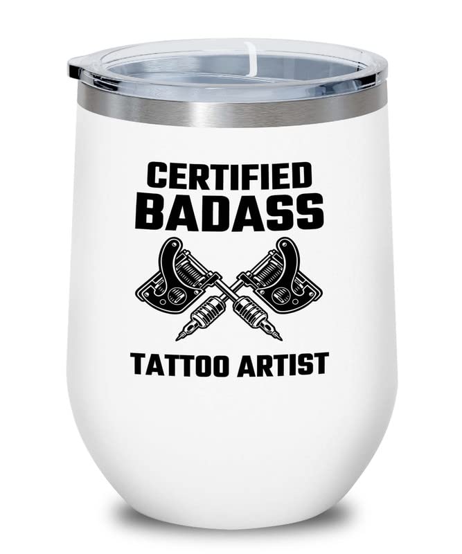 Tattoo Artist White Wine Tumbler 12oz - Bdss Tattoo Artist - Tattoo Gifts Tipping Skin Deep Ink Tattoo Lover Tattooing Tattooist