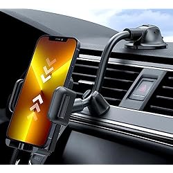 Soporte Para Celular Auto Tablero MP Tech AK Soporte Móvil Coche, Soporte Telefono Coche Parabrisas/Tablero, Soporte Movil Coche Ventosa, Liberación de un Botón & Flexible Ajustable 360° para con iPhone 14/13/12, Huawei etc