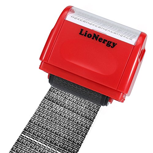Identity Protection Roller Stamp Lionergy 1.5 Inch Wide Roller Identity Theft Prevention Security Stamp (Red Roller Stamp)