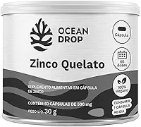 Zinco Quelato 500mg 60 Cápsulas Ocean Drop Suplemento Mineral em Cápsulas