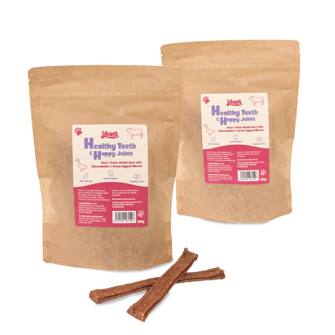 YEARS 2-in-1 Beef & Duck Natural Dog Dental Chews for Joints, 120 g (Pack of 2)