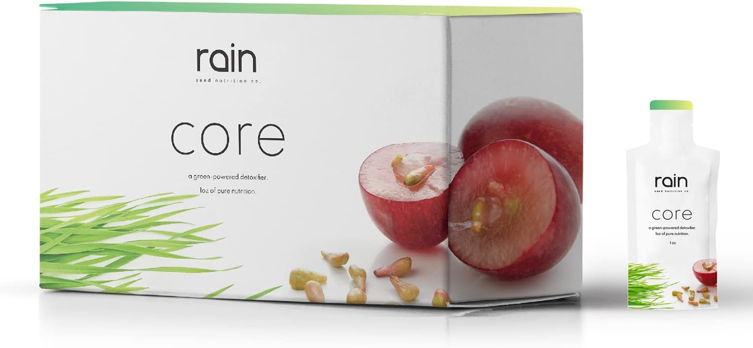 Rain CORE, Super Green Supplements, 30 Easy-Sip Pouches, Includes Black Cumin Seed, Kale, Cranberry Seed, Spirulina, Milk Thistle, and Wheat Grass, Overall Detox Cleanse and Immune Support Supplement