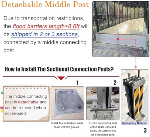 Aluminum Flood Barrier Door Barriers - 6.4FT Tall Removable & Reusable Water Stopper Shield for Residential Flood Protection, Anti-Flood Wall Unit Module Solution